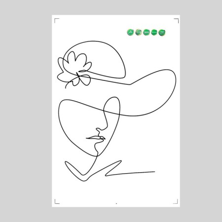 Sticker Plastic Interior Black "Abstraction. Girl in a hat" 40x60 cm-1