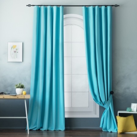 Set of curtains "Billy", size 170 x 270 cm - 2 pcs, grab - 2 pcs, color heavenly - blue-1