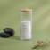 Organizer for storing cotton pads, with a lid, D 6.5 × 18 cm, in a cardboard box, the color is transparent/brown