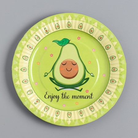 Disposable plate with lamination "avocado" cardboard, 18 cm
