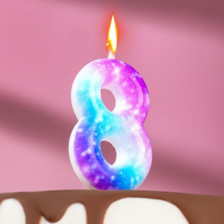 Candle in the cake on the skewer "Galaxy", the number is 8, 5.5 cm