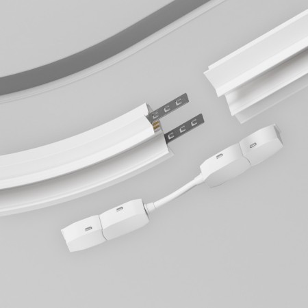 Radius power connector for the track system Technical TRA034CS-W, 19x1.6x1.8 cm, white color-3