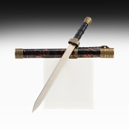 Souvenir sword, straight with blade threads, scabbard desert, 3 inserts metal, 40cm