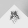 Brooch "Owl Round", white-blue color in black silver