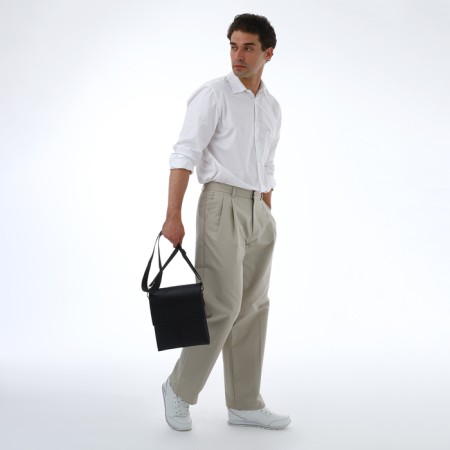 Male bag over the shoulder, Textura, external pocket, black color-10