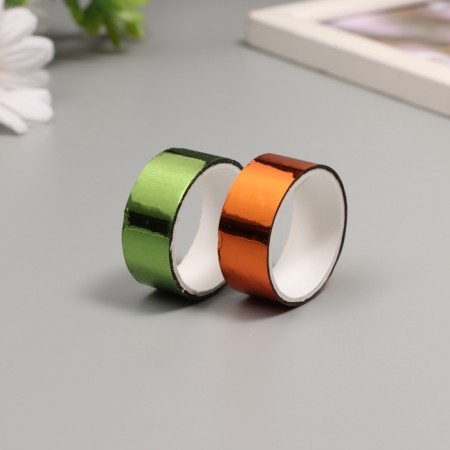 Adhesive tape decorative plastic "metallic. Green, orange" nr 2 pcs 1.5 cm, dl. 3 m-1
