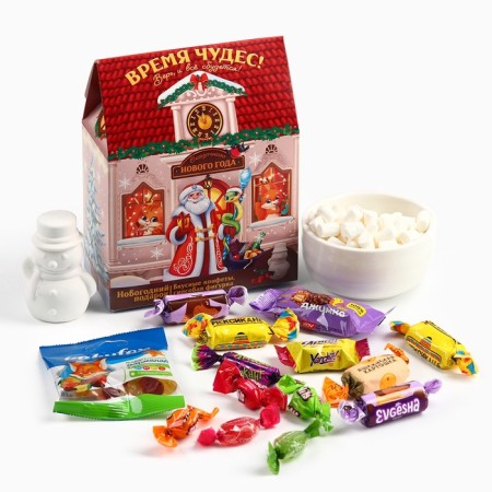 Sweet children's New Year's gift “Miracles Time”, chocolate sweets + gypsum figure, 500 g.