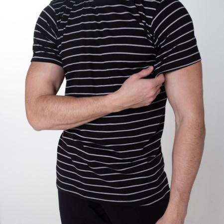 Striped t -shirt, black color, size 48-1