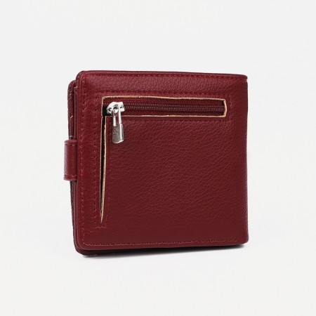 Women's wallet on the button, burgundy color-1