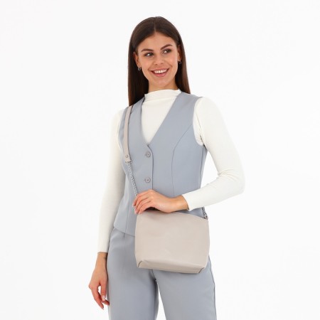 Cross-Bodi Bag on a zipper, the color is gray-beige-1