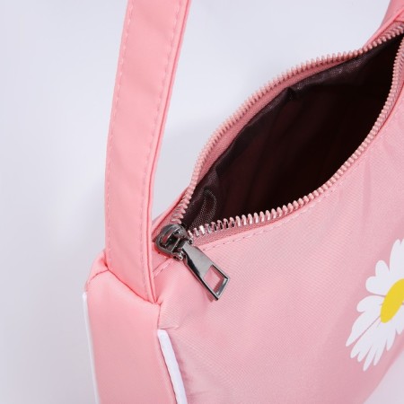 Youth bag with a zipper, pink color-4