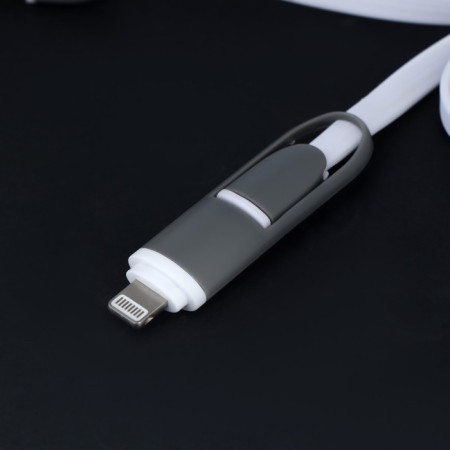 Cable 2 in 1 Luazon, Microusb/Lightning - USB, 1 A, 0.9 m, flat, mix-2
