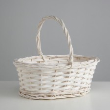Wicker basket, willow, 30x21x12x25 cm, white