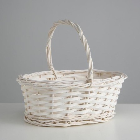 Wicker basket, willow, 30x21x12x25 cm, white