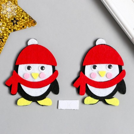 Decor for the creativity of felt "Penguin in the cap and scarf" 8x6.4 cm-2