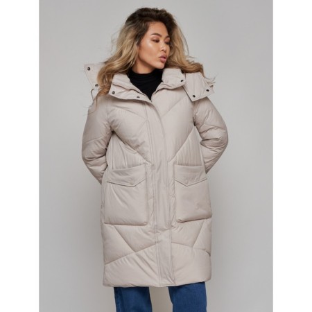 Coat insulated winter female, size 44, color light gray-10