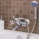 Bath mixer RMS SL115-142E, two-wound, short spout, with a shower set, chrome