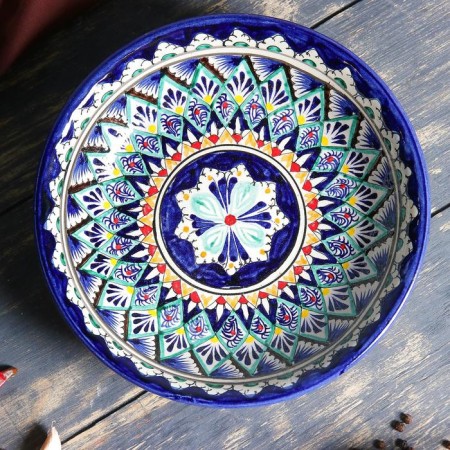 The plate of the Rishtan ceramics "Patterns", blue, deep, mix, 20 cm-4