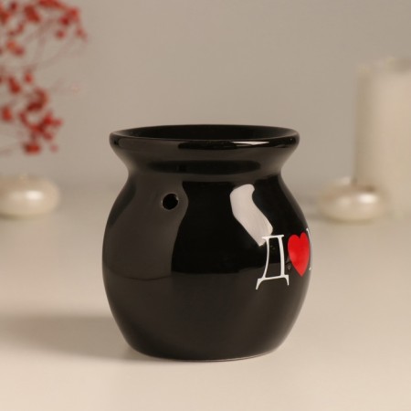 Aroma lamp ceramics "D ♥ M." Black 7.2x7.2x7.8 cm-3