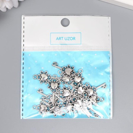 Decor for creativity Metal "Key with heart" silver 2.6x1.2 cm-3