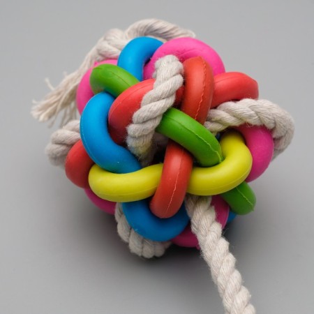 Cable toy with chewing elements "Molecule on the rope", up to 40 cm, up to 90 g, mix-3