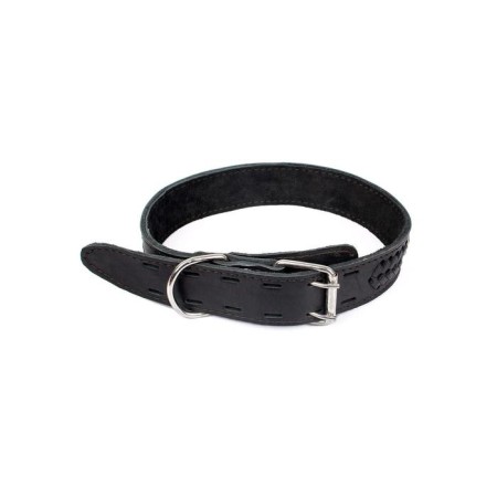Leather collar with a braid decorated "Zononic", Osh 60-75 x 4.5 cm, mix of flowers-1