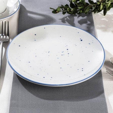 Porcelain plate flat dots nube, d = 20 cm, white color-1