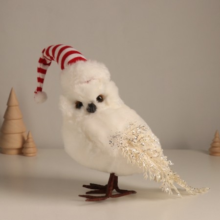 Decor "White owl in a striped cap" 18x10x22 cm