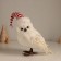 Decor "White owl in a striped cap" 18x10x22 cm