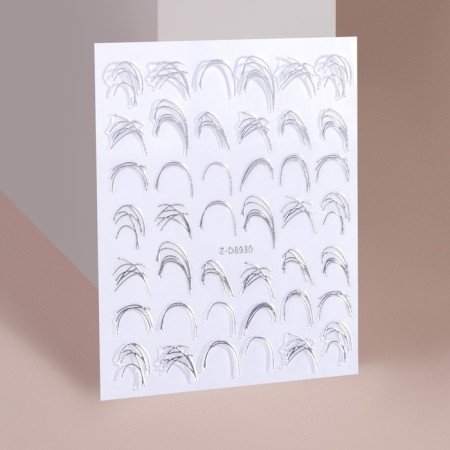 Nail stickers "shining lines", silver color