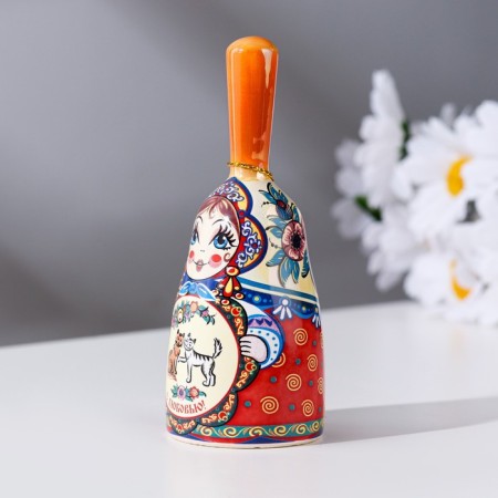 Matryoshka bell is medium with a pen, cat, mix 10 cm-1
