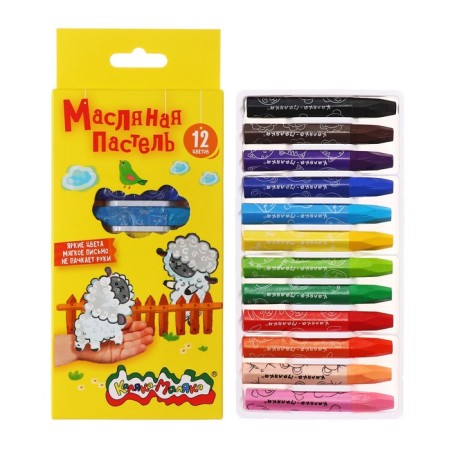 Oil pastel 12 colors "Kalyak-Malyak", thickened, 11 mm, hexagonal