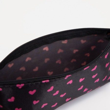 Cosmetic bag with lightning, black/raspberry color-2