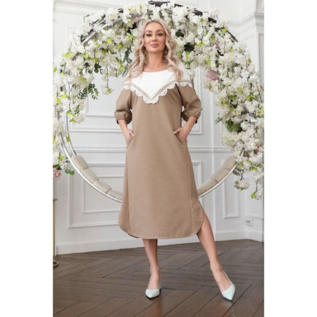 Women's dress, size 46, beige color-7