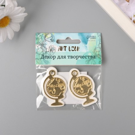 Decor for creativity wood, plastic "Globe" Mirror set 2 pcs 3.4x5 cm-3