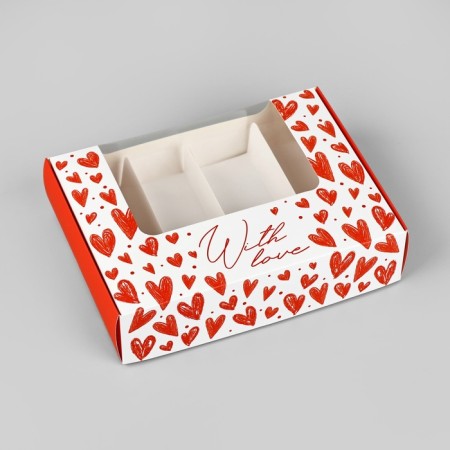 Box for eclaires with liners "with love", 20 x 15 x 5 cm