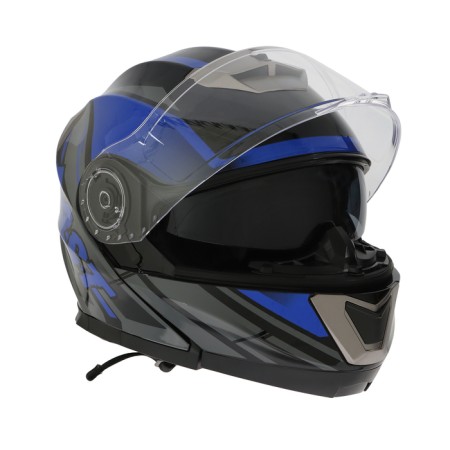 Modular helmet with two visors, size L (59-60), model-BLD-160E, black and blue-6