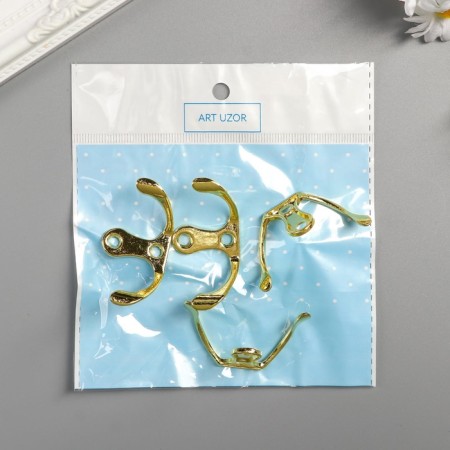 Double metal hook (set 4 pcs) gold 4.5x3 cm-3