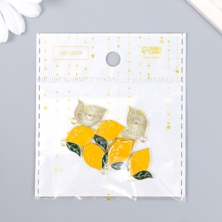 Decor for creativity metal, enamel "lemon" yellow 2x1.8 cm-4