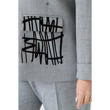 Female costume: jacket, trousers, size 48, gray color-14