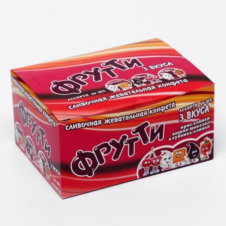 Chewing candy "Futti" with the taste of cherry-shocoda, iris nicks, strawberries, 10 g-2