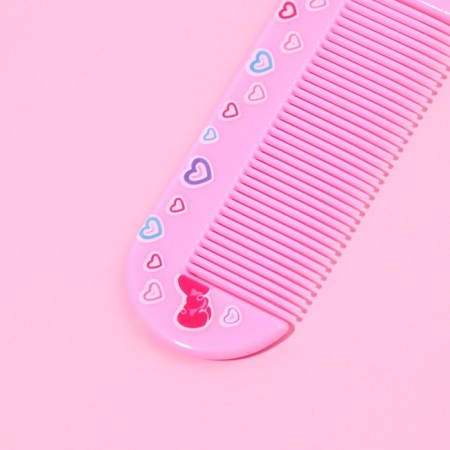 A set with a mirror and the comb “heart”, 12 × 6.1 cm, the color is gentle pink-2