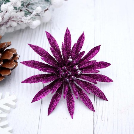 Decoration Christmas tree "lush flower" (set of 3 pcs) 10 cm, purple-1