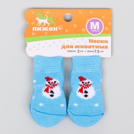 Nosks non -slip "snowmen", m (3/4 * 7 cm), set 4 pcs, blue-1