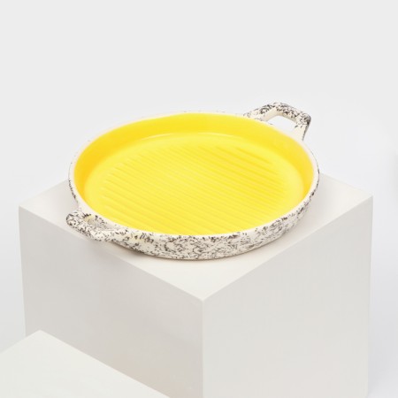 Ceramic baking form "Round", yellow, 1 variety, Iran-4