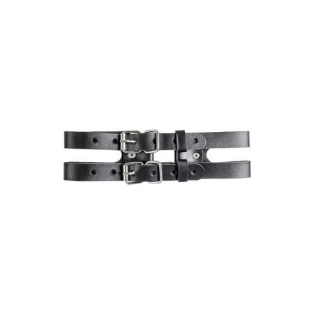 Pecado BDSM chocker-sewer, two straps, genuine leather, black-2