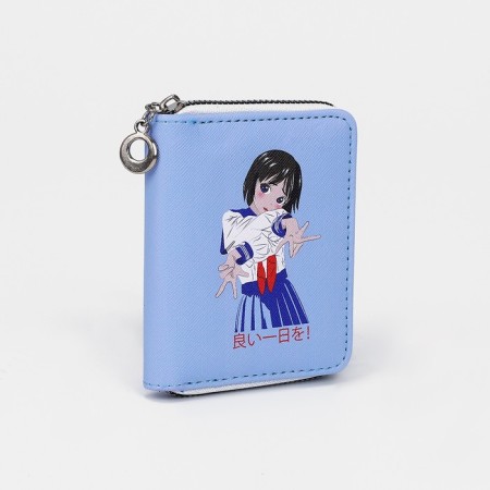 Lightning wallet, card for cards, for coins, blue color