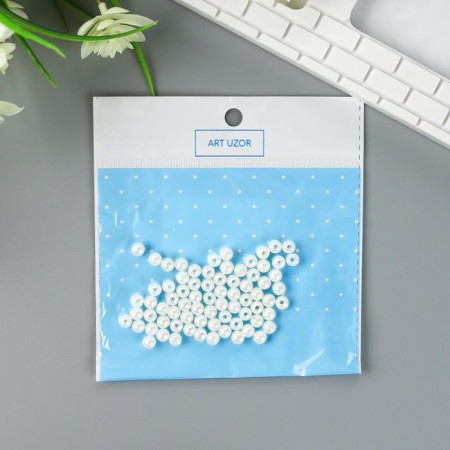 Beads for creativity plastic "Pearls" (set of 100 pcs) 0.6x0.6 cm-3