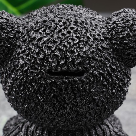 The piggy bank "Bear in the jacket" is black, gold, 19 cm-4