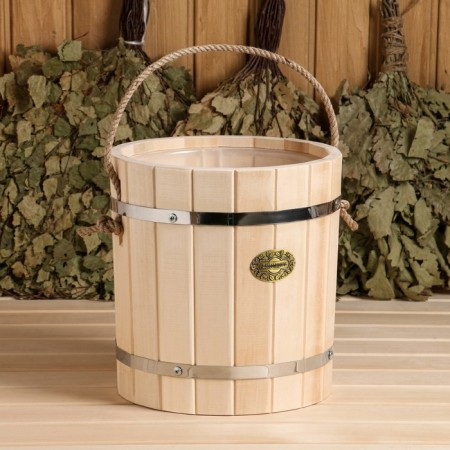 Bucket of linden, 9l, plastic insert, handle-vertebra, "Dobroparov"-3